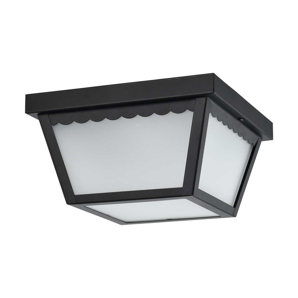 12 Watt - 9 inch - LED Carport Flush Mount Fixture - 3000K - Dimmable - Black Finish with Frosted Glass