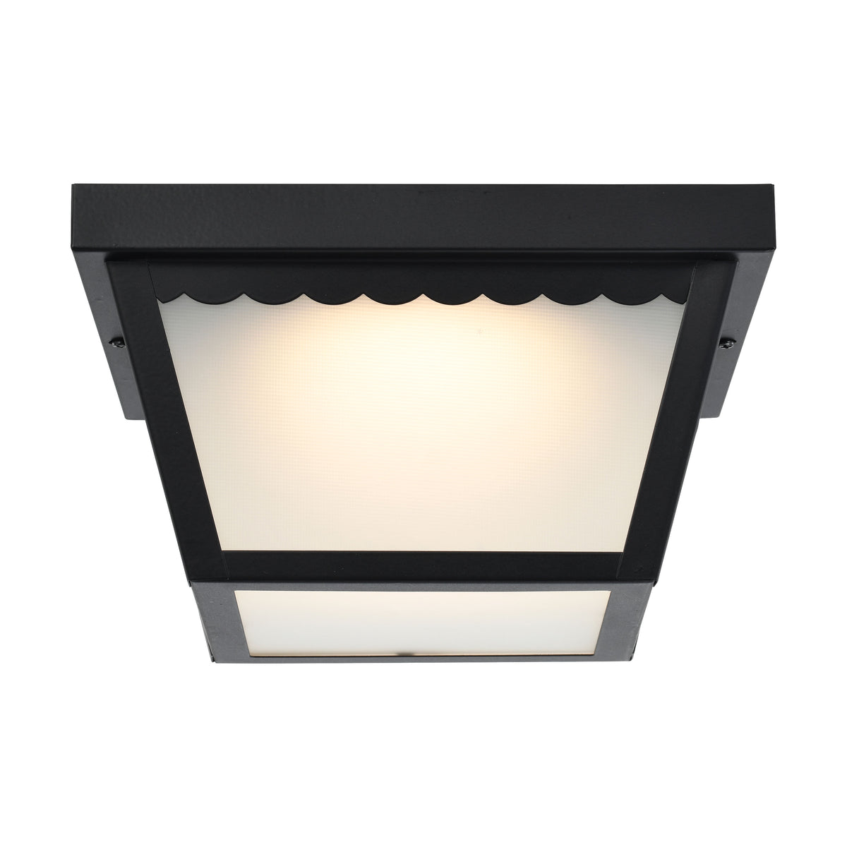 12 Watt - 9 inch - LED Carport Flush Mount Fixture - 3000K - Dimmable - Black Finish with Frosted Glass