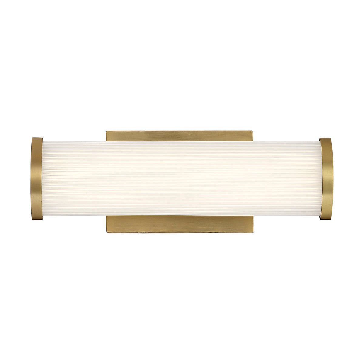 Lena - LED Vanity - Brushed Brass with Striped Lens for hospitality spaces