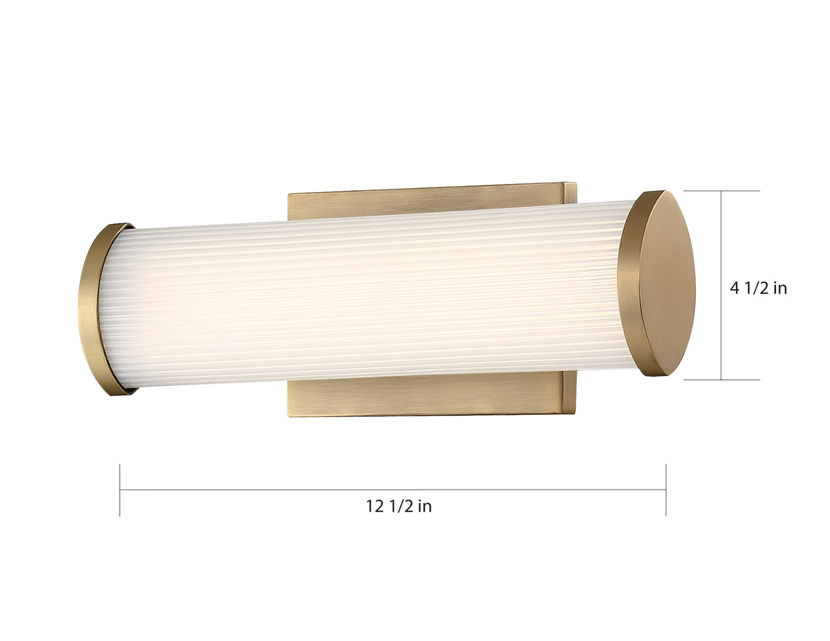 Lena - LED Vanity - Brushed Brass with Striped Lens