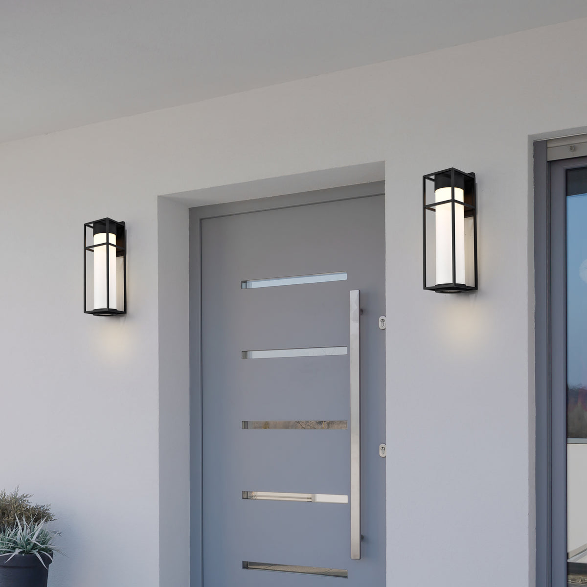 LEDges - 6W LED - Medium Wall Lantern - Matte Black with White Opal Glass