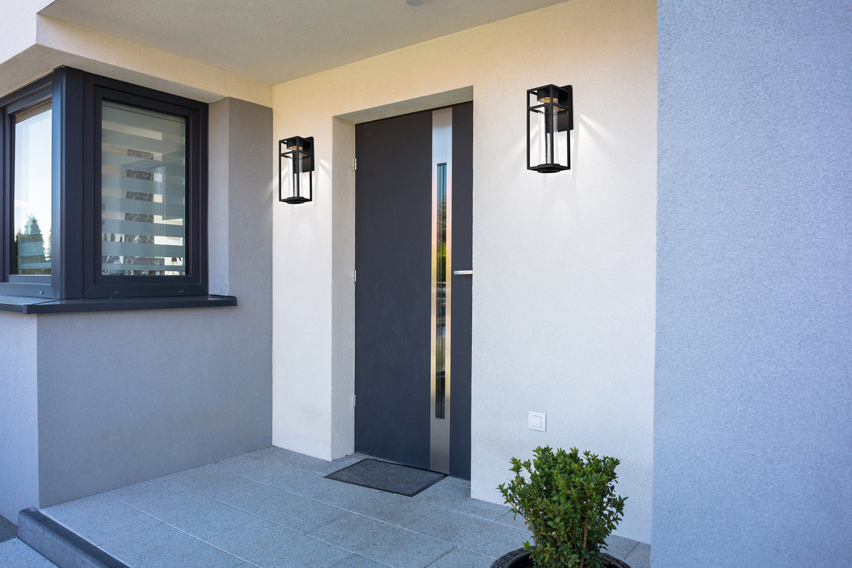 LEDges - 6W LED - Medium Wall Lantern - Matte Black with Clear Seeded Glass