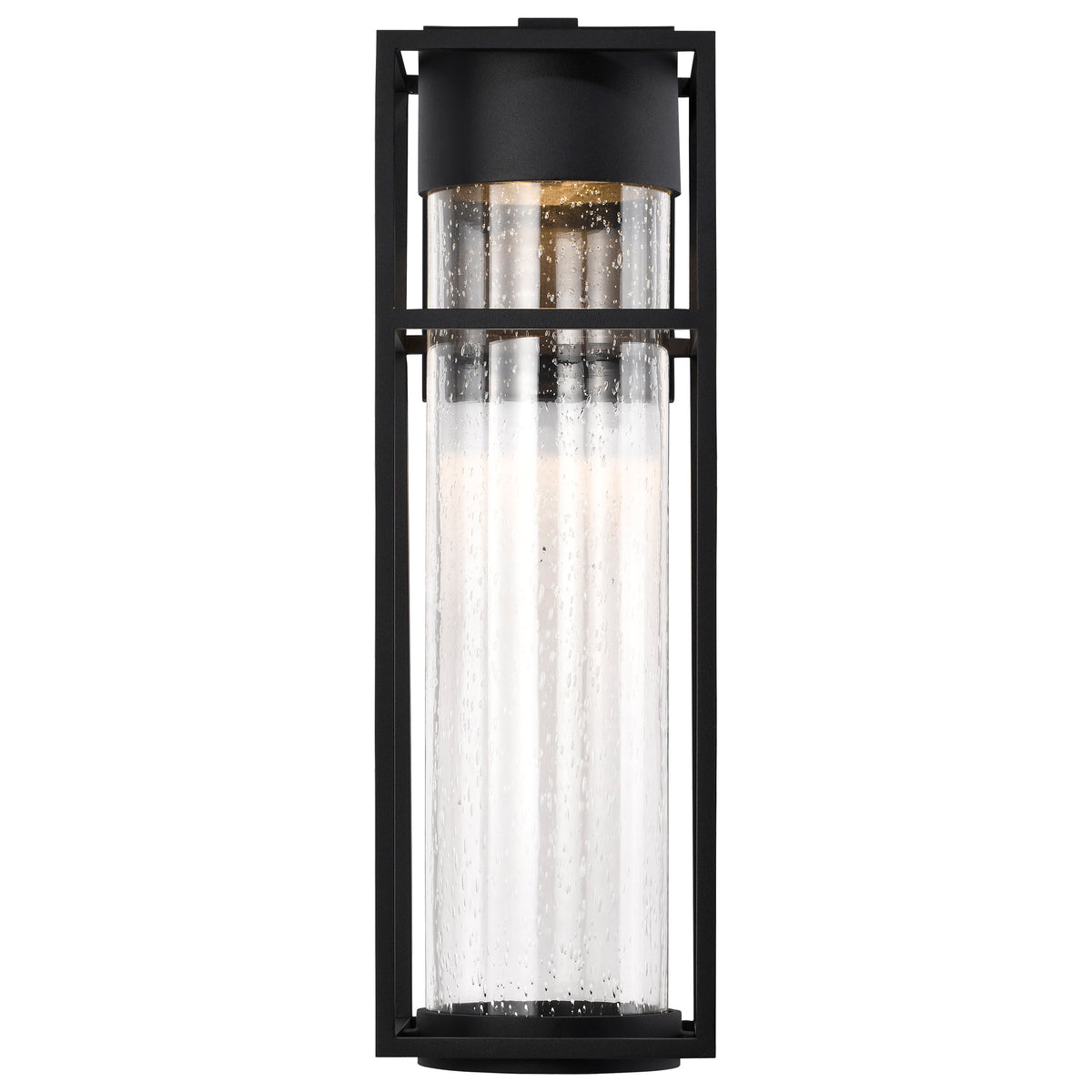 LEDges - 10W LED - Large Wall Lantern - Matte Black with Clear Seeded Glass