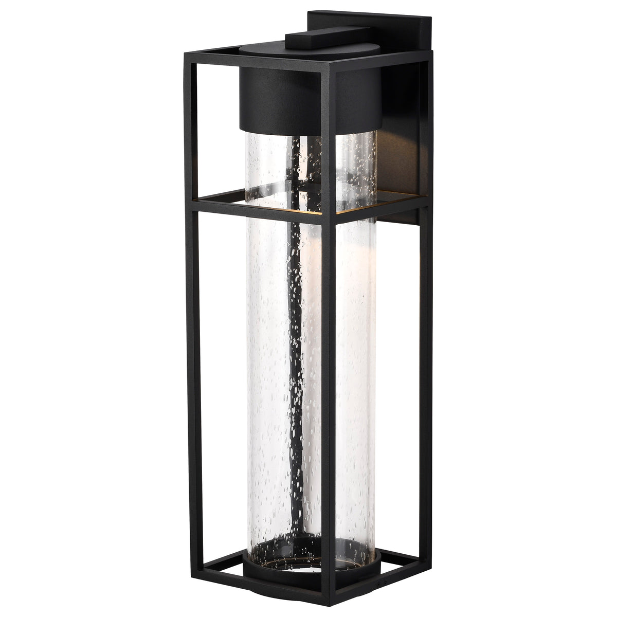 LEDges - 10W LED - Large Wall Lantern - Matte Black with Clear Seeded Glass