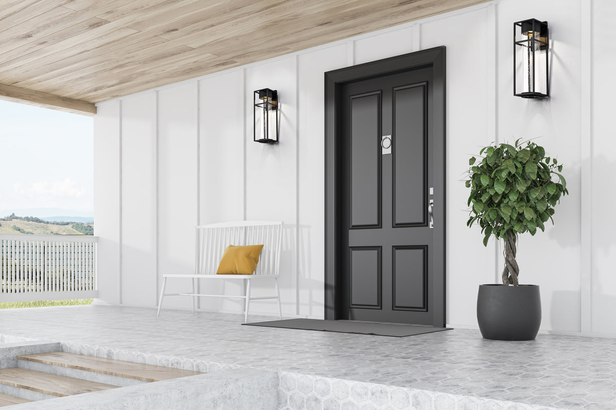 LEDges - 10W LED - Large Wall Lantern - Matte Black with Clear Seeded Glass