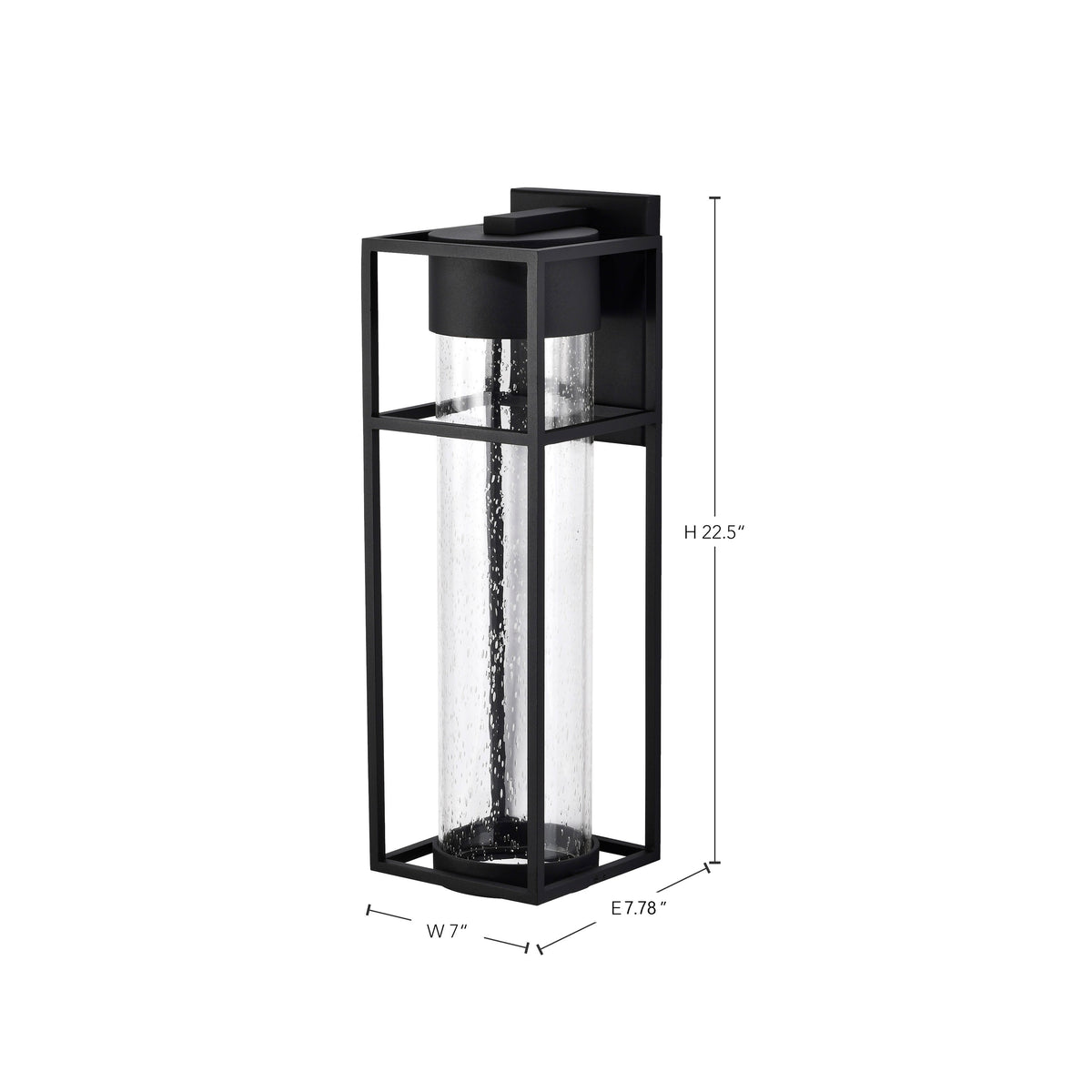 LEDges - 10W LED - Large Wall Lantern - Matte Black with Clear Seeded Glass