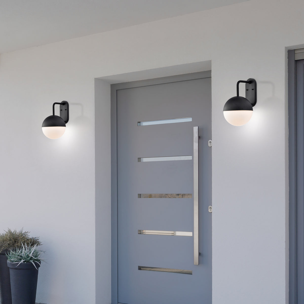 Atmosphere - 10W LED - Large Wall Lantern - Matte Black with White Opal Glass