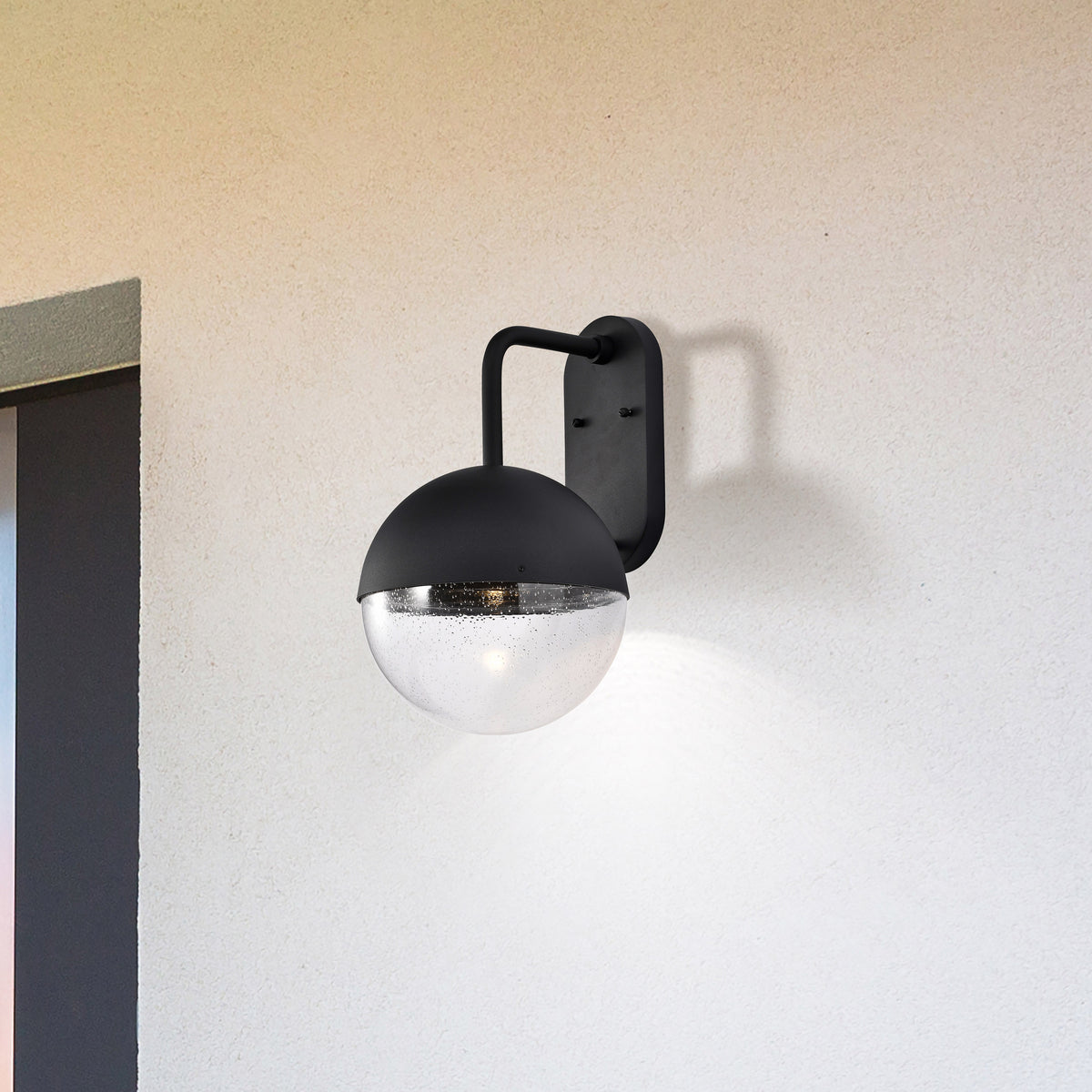 Atmosphere - 10W LED - Large Wall Lantern - Matte Black with Clear Seeded Glass