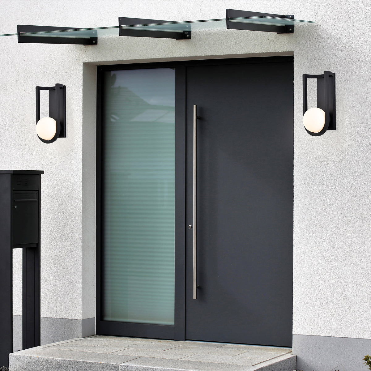 Cradle - 6W LED - Large Wall Lantern - Matte Black with White Opal Glass