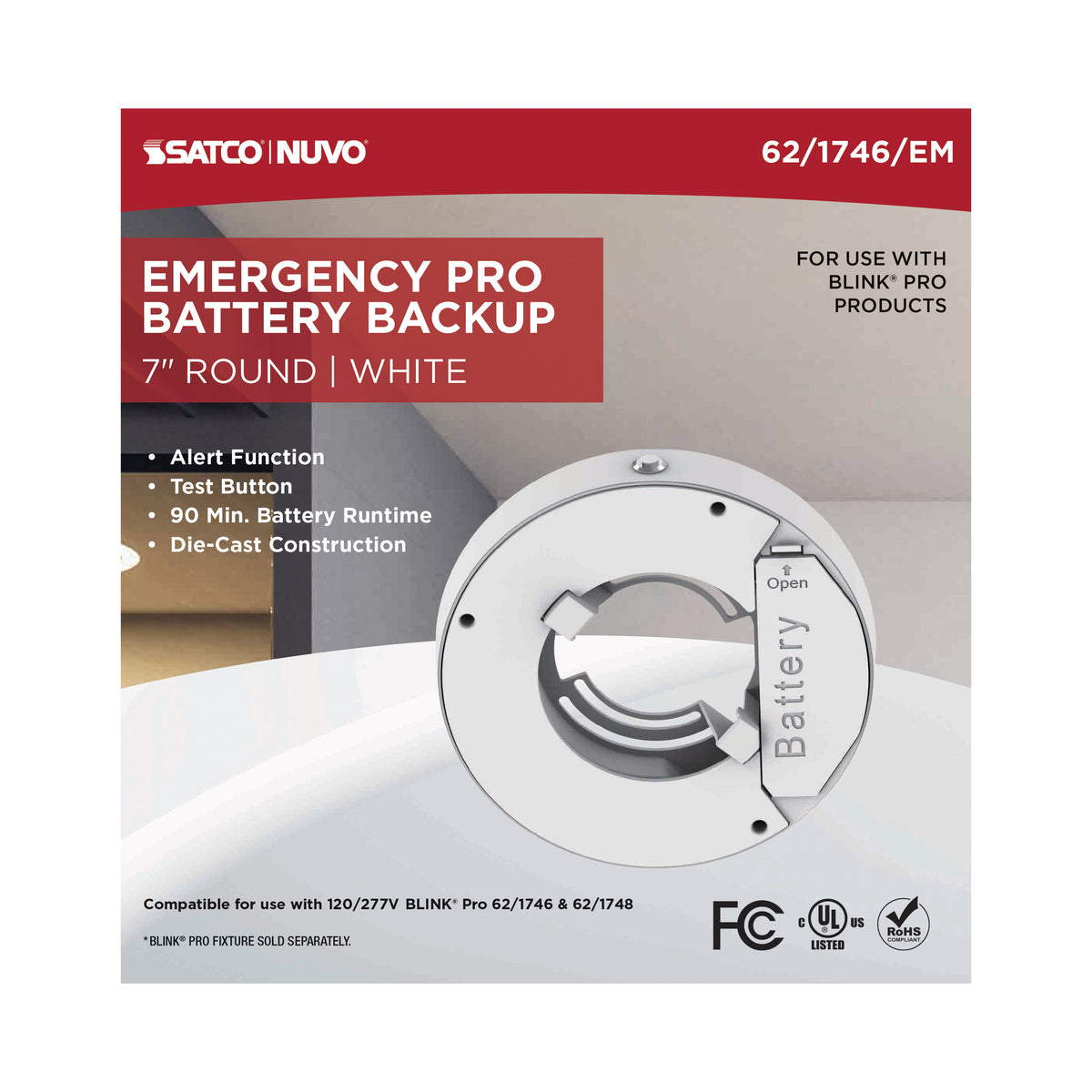 BLINK Pro - 11 Watt - 7 Inch LED Fixture - 3000K - Round Shape - White Finish - 120/277 Volts
