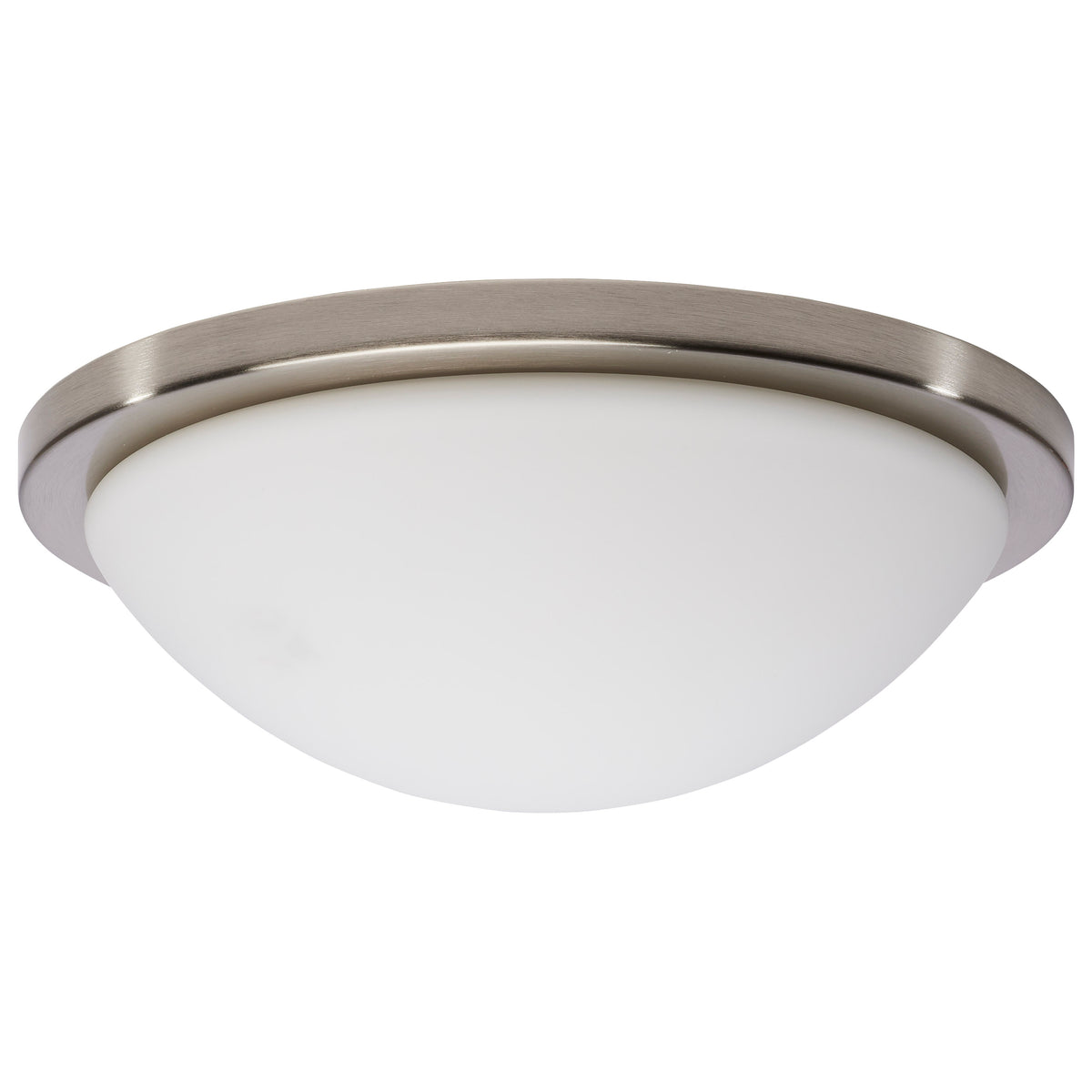 Button - 13 Inch LED Flush Mount Fixture - Brushed Nickel Finish - Selectable - 120 Volts for bedrooms and hallways