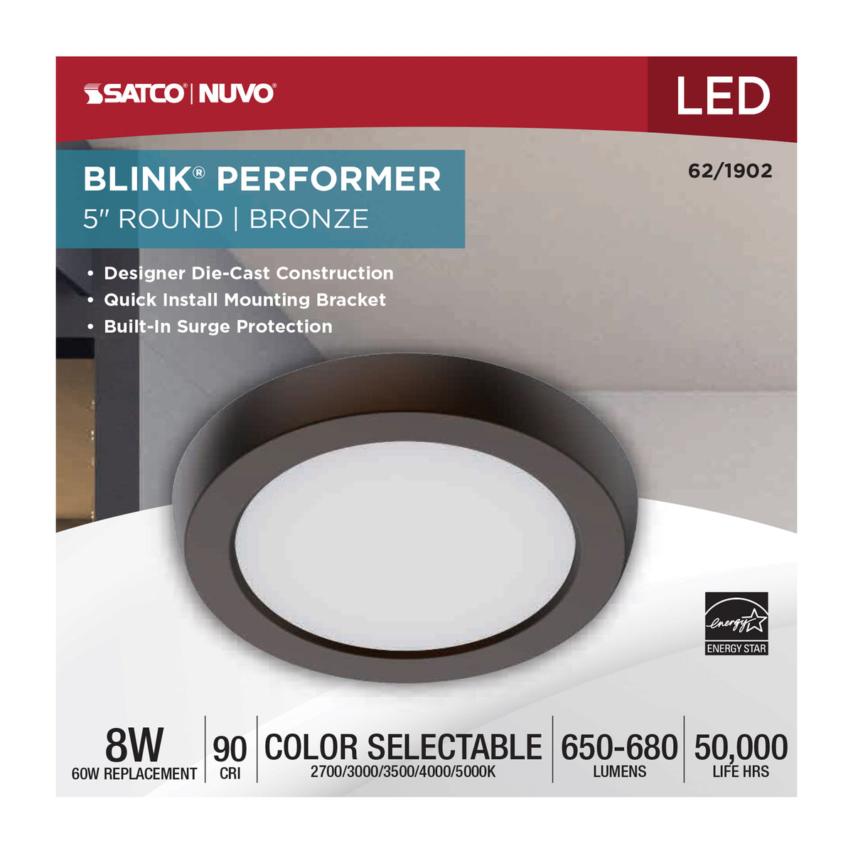 Blink Performer - 8 Watt LED - 5 Inch Round Fixture - Bronze Finish - 5 CCT Selectable