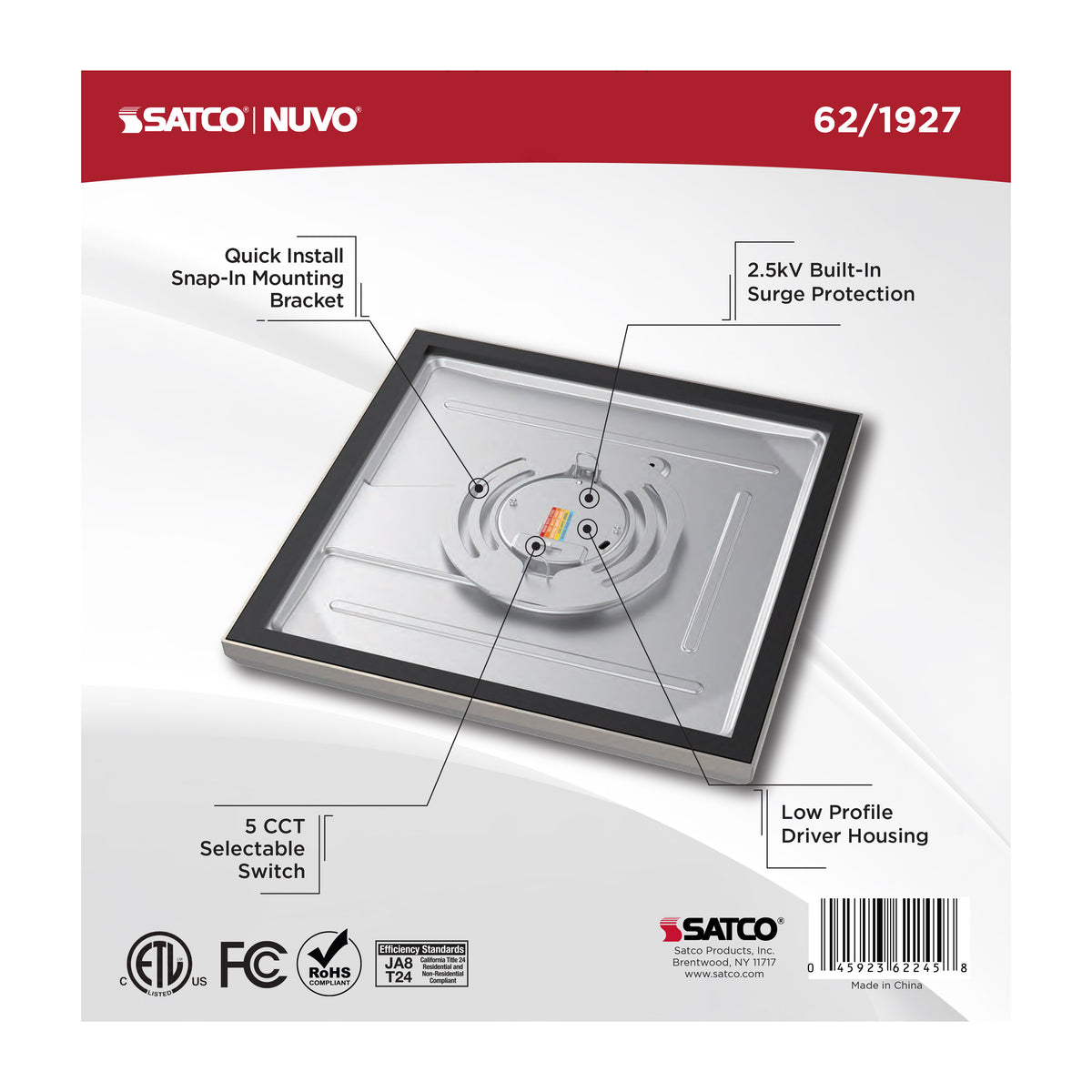 Blink Performer - 11 Watt LED - 9 Inch Square Fixture - Brushed Nickel Finish - 5 CCT Selectable