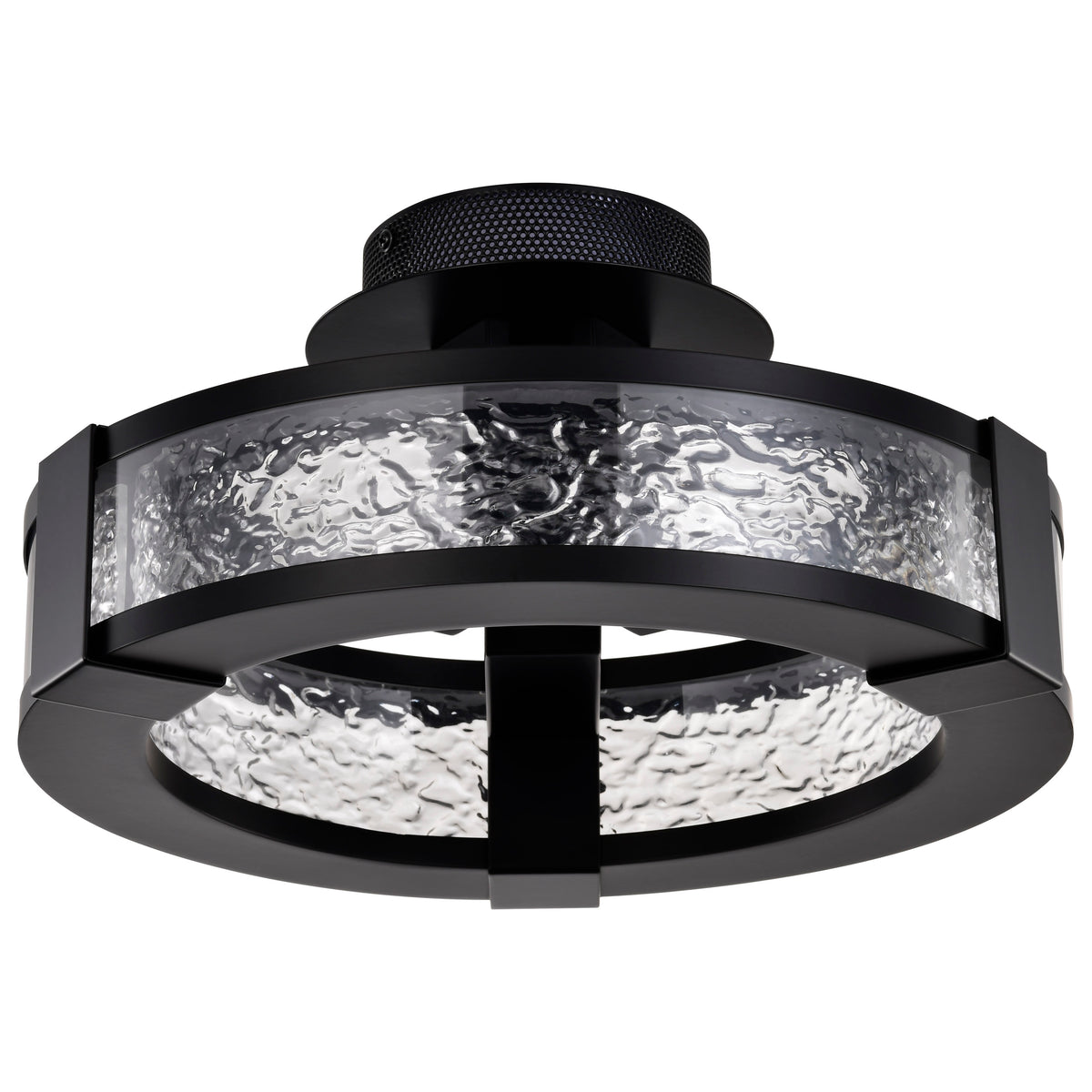 Darrow - 13 Inch LED Semi Flush - Matte Black - Acrylic Panels bulb or fixture view
