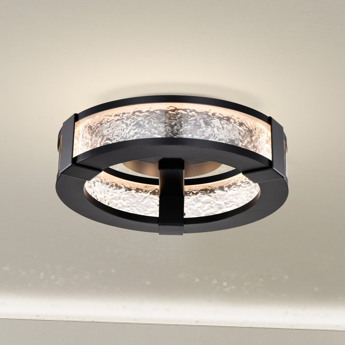 Darrow - 13 Inch LED Flush Mount - Matte Black - Acrylic Panels