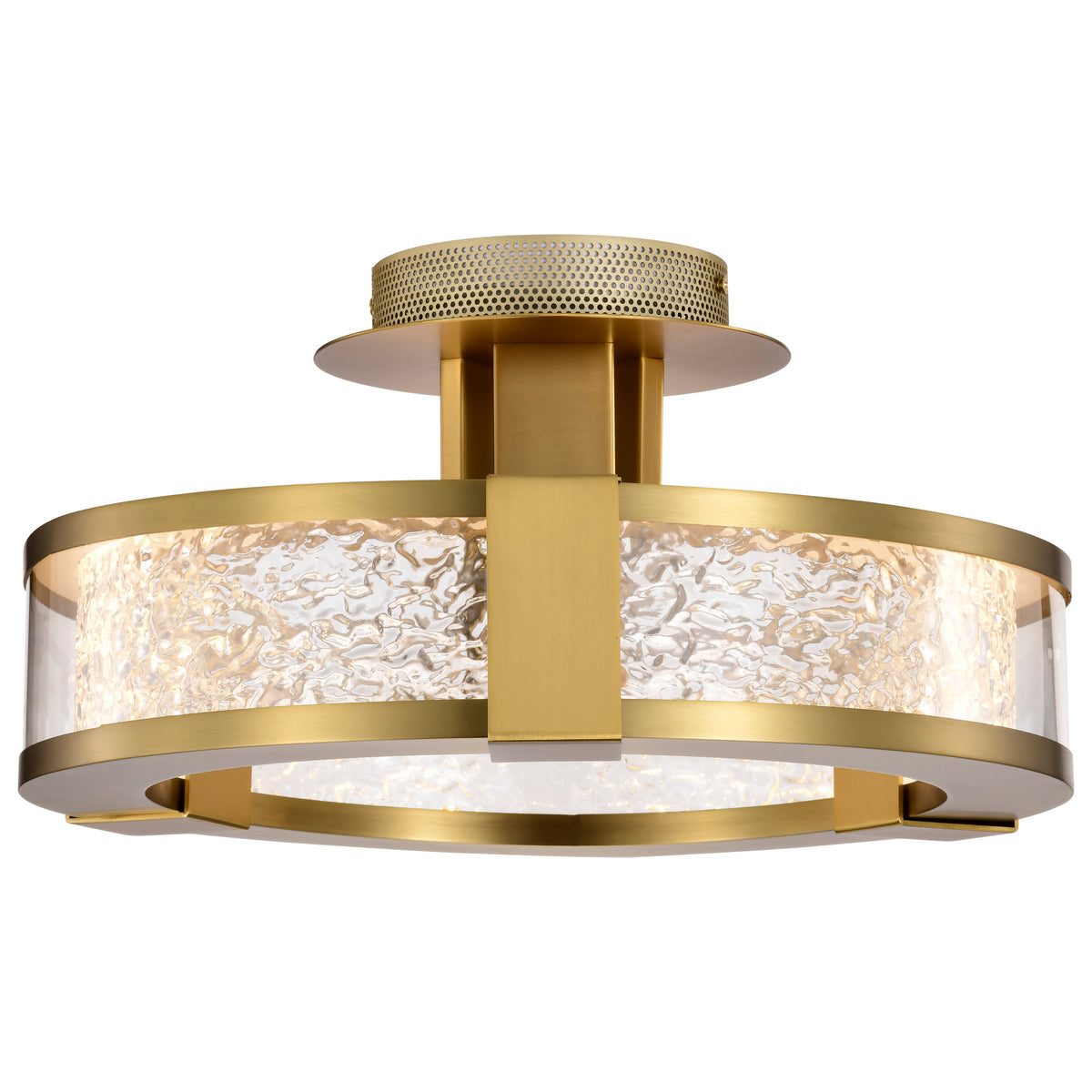 Darrow - 13 Inch LED Semi Flush - Vintage Brass - Acrylic Panels