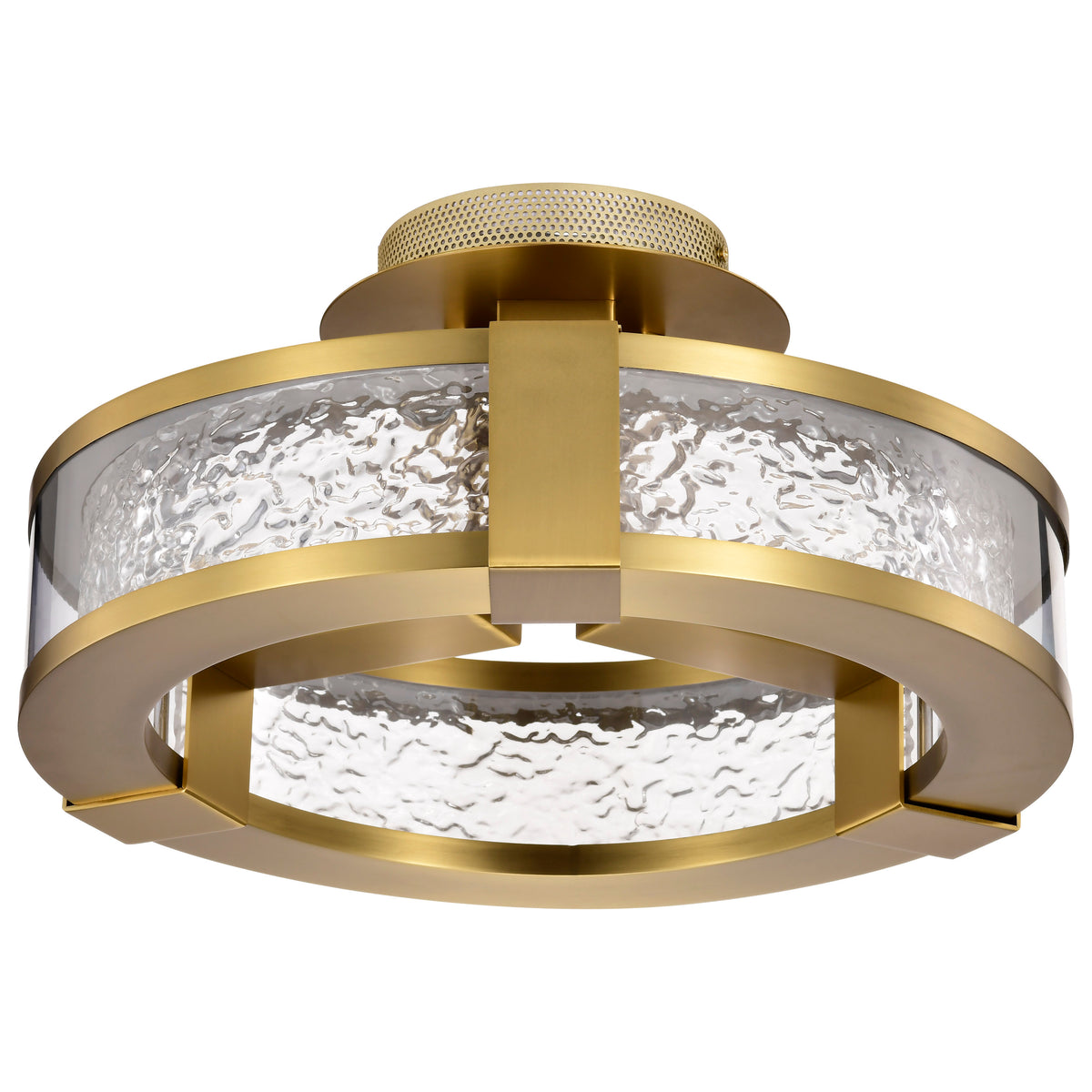 Darrow - 13 Inch LED Semi Flush - Vintage Brass - Acrylic Panels