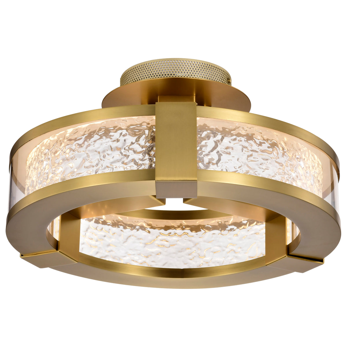 Darrow - 13 Inch LED Semi Flush - Vintage Brass - Acrylic Panels