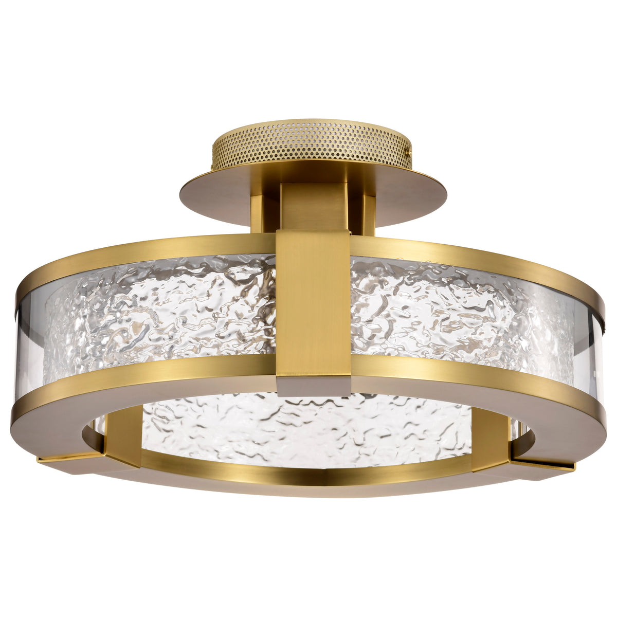 Darrow - 13 Inch LED Semi Flush - Vintage Brass - Acrylic Panels