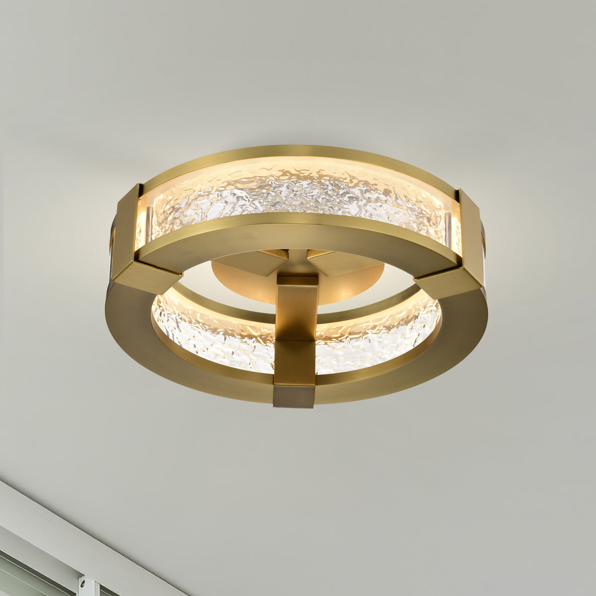 Darrow - 13 Inch LED Flush Mount - Vintage Brass - Acrylic Panels