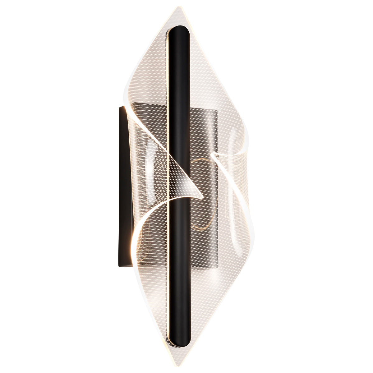 Geneva - 18 Inch LED Small Wall Sconce - Matte Black - Silk Screened Acrylic Lens
