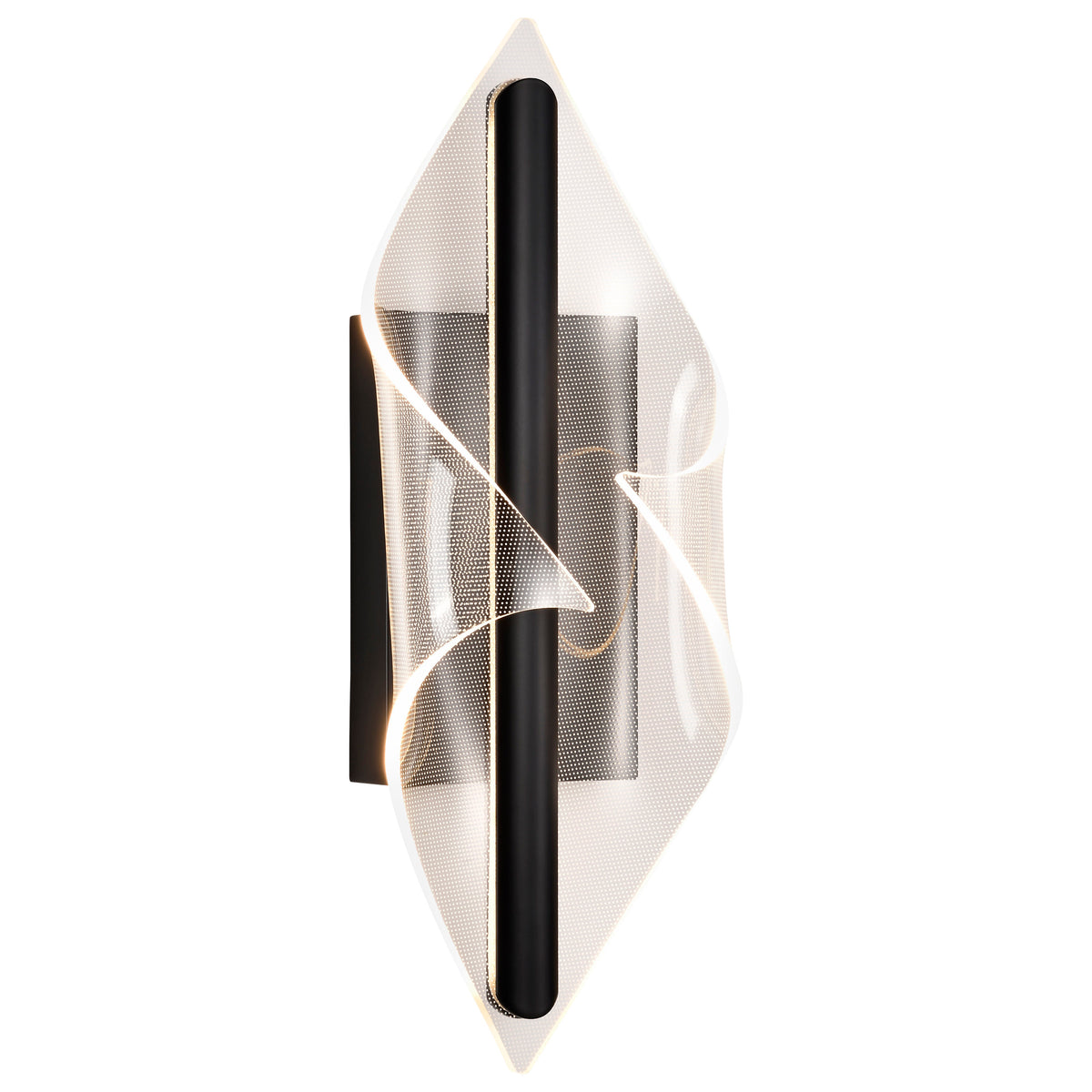 Geneva - 18 Inch LED Small Wall Sconce - Matte Black - Silk Screened Acrylic Lens