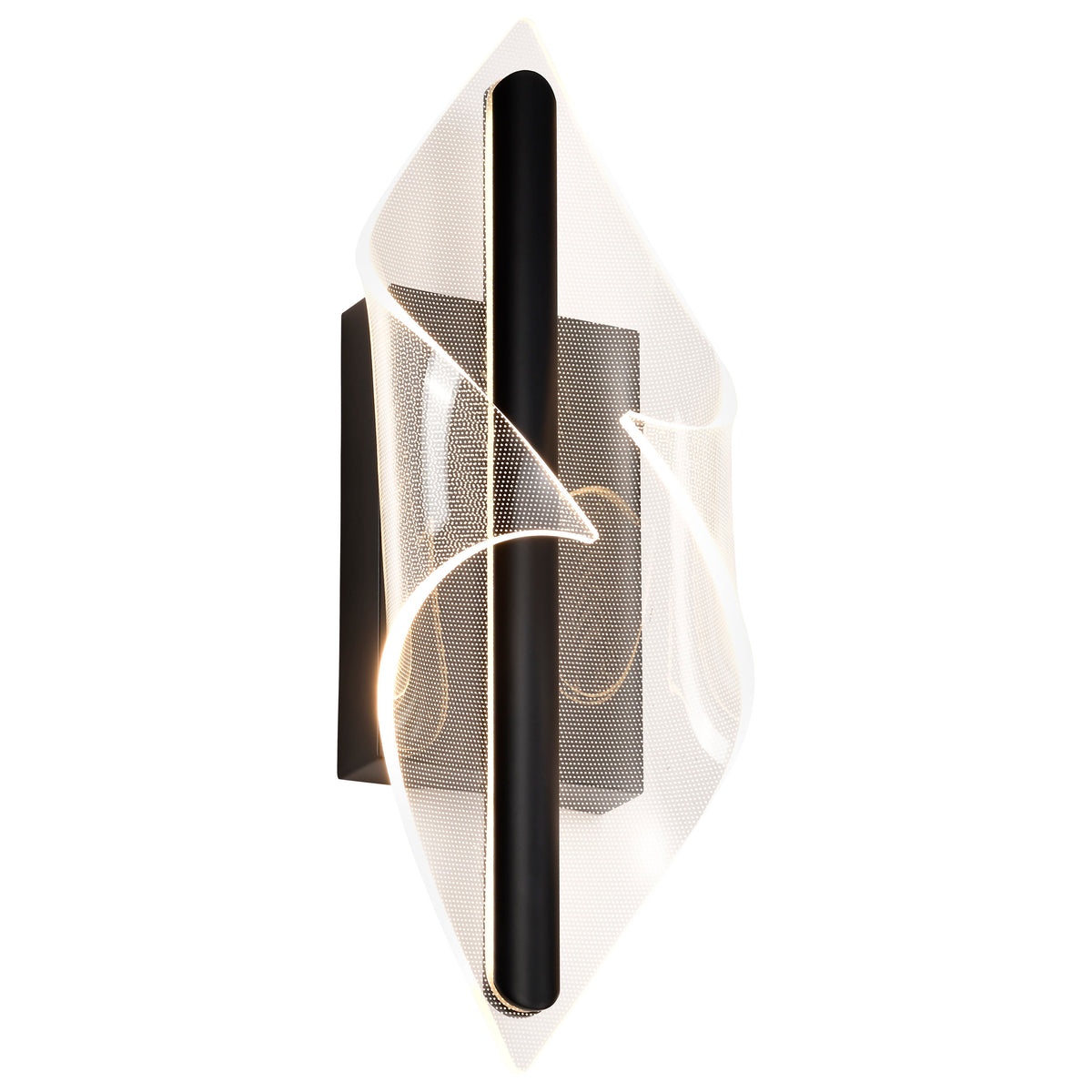 Geneva - 18 Inch LED Small Wall Sconce - Matte Black - Silk Screened Acrylic Lens