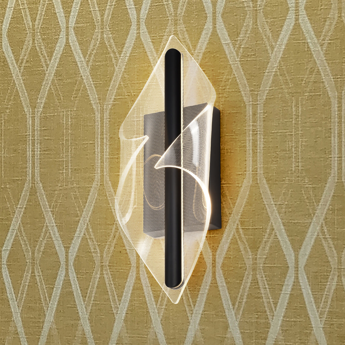 Geneva - 18 Inch LED Small Wall Sconce - Matte Black - Silk Screened Acrylic Lens