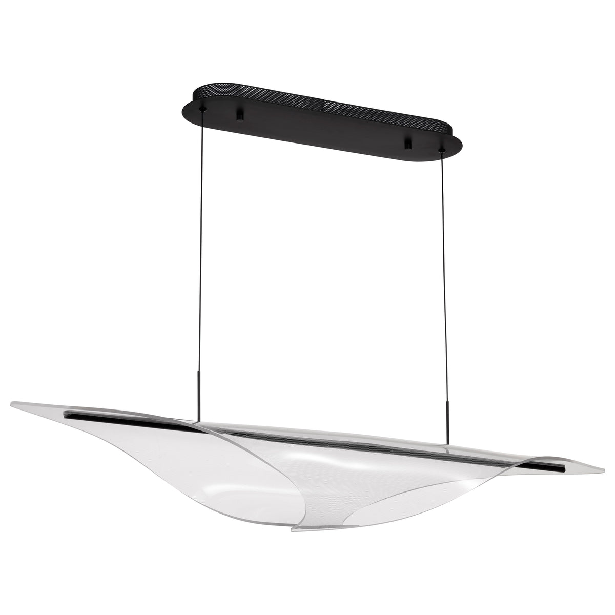 Geneva - 46 Inch LED Island Pendant - Matte Black - Silk Screened Acrylic Lens for commercial spaces and hospitality spaces