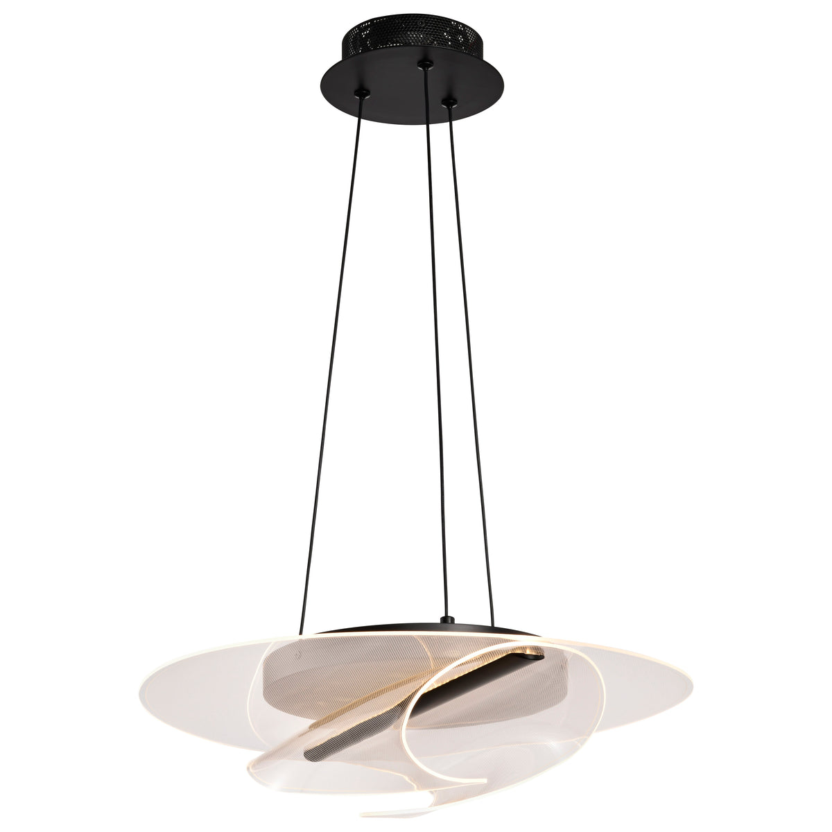 Geneva - 18 Inch LED Pendant - Matte Black - Silk Screened Acrylic Lens