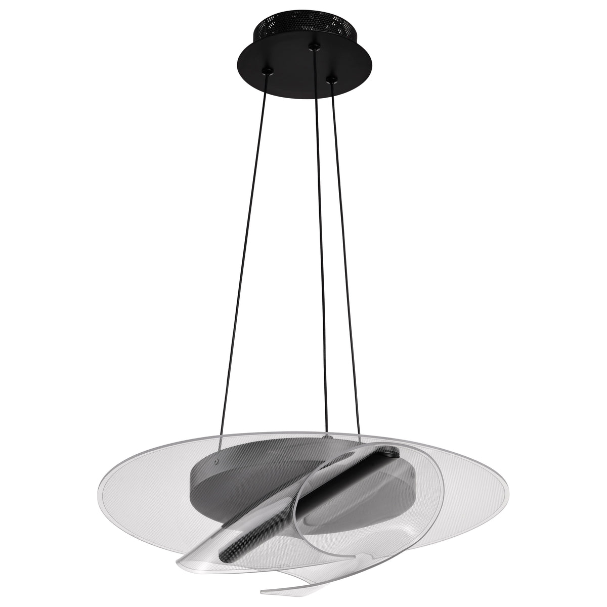 Geneva - 18 Inch LED Pendant - Matte Black - Silk Screened Acrylic Lens