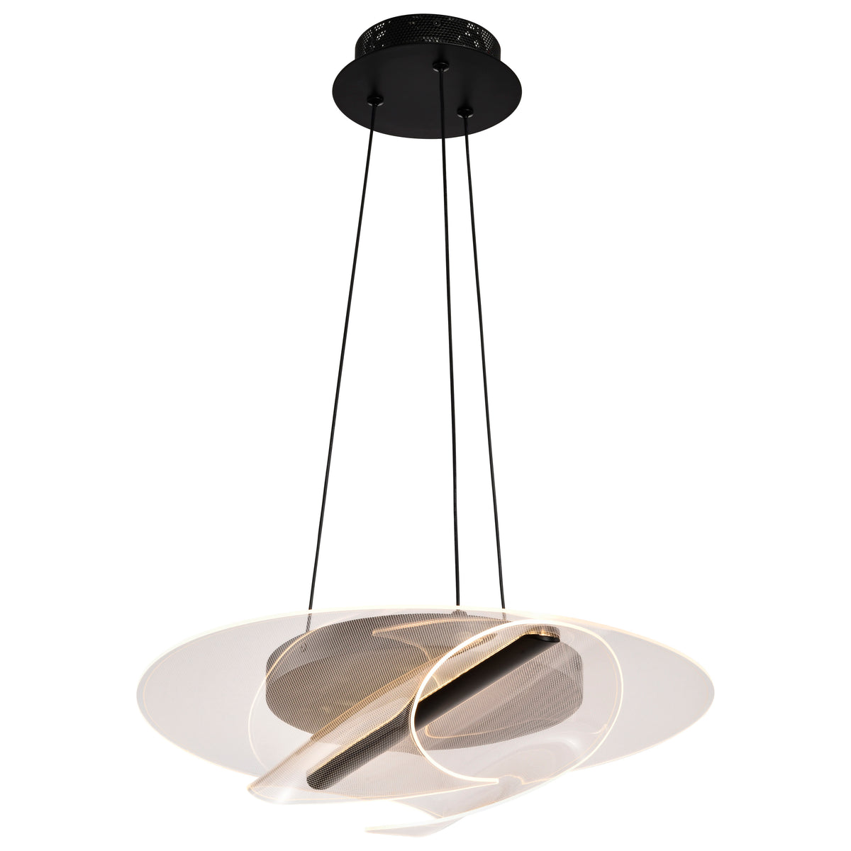 Geneva - 18 Inch LED Pendant - Matte Black - Silk Screened Acrylic Lens