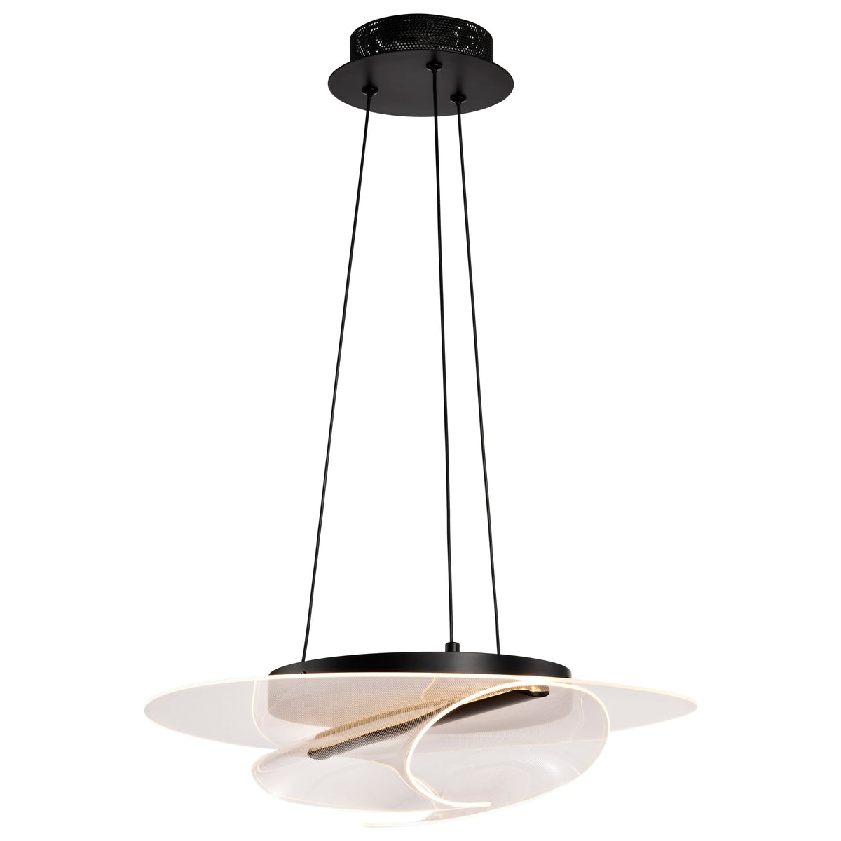 Geneva - 18 Inch LED Pendant - Matte Black - Silk Screened Acrylic Lens