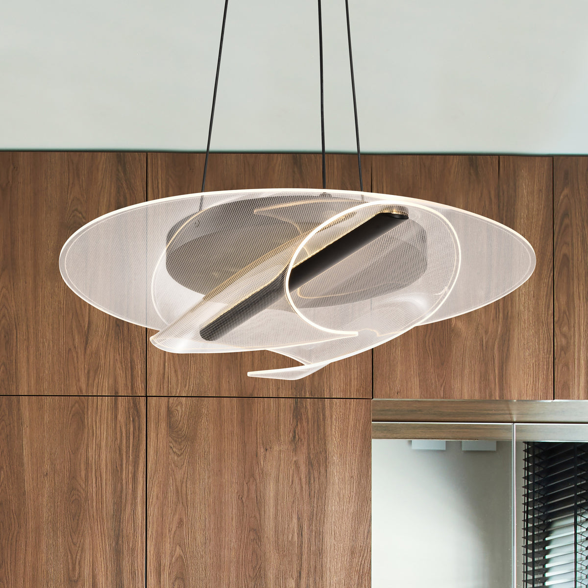 Geneva - 18 Inch LED Pendant - Matte Black - Silk Screened Acrylic Lens