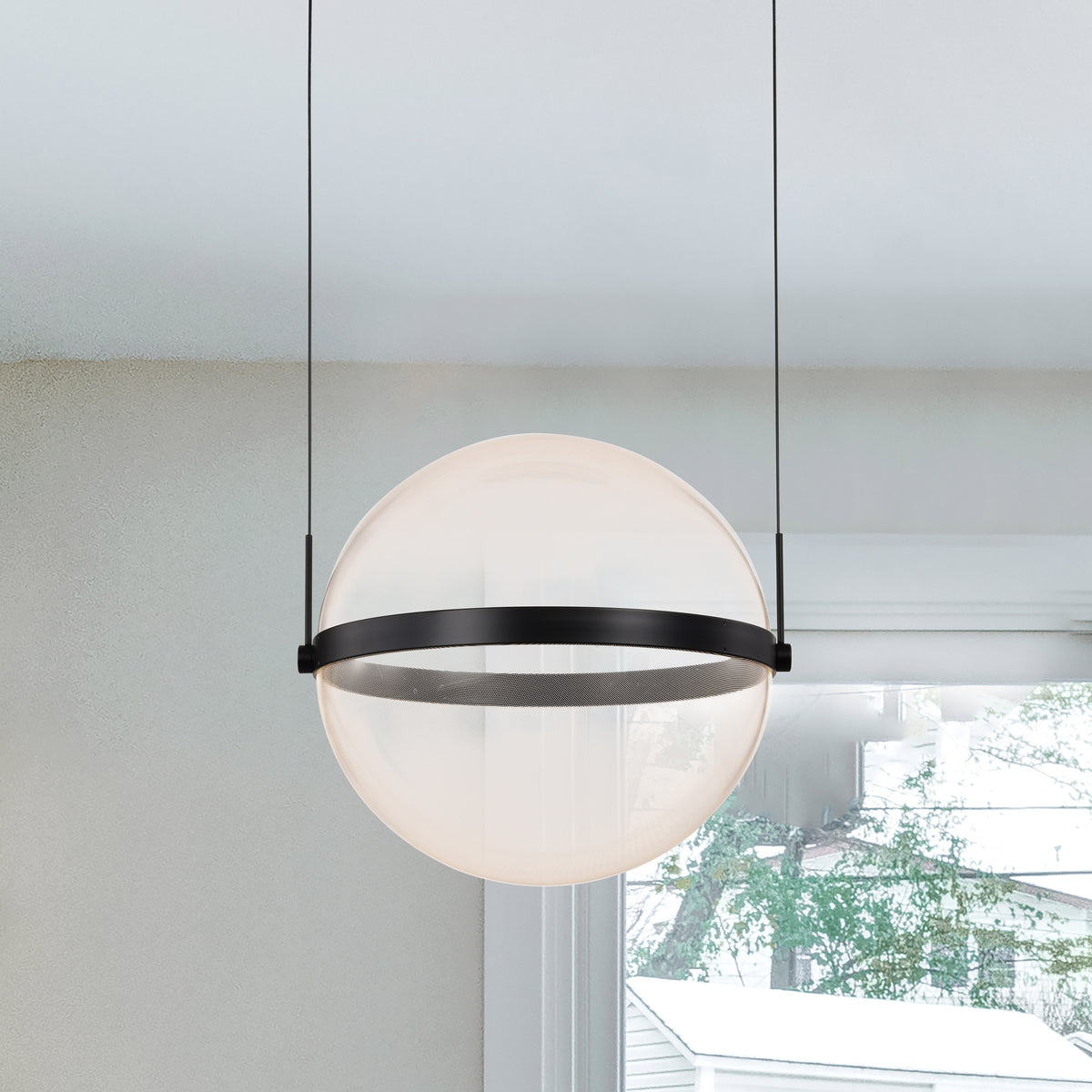 Arvada - 16 Inch LED Pendant - Matte Black - Silk Screened Acrylic Lens