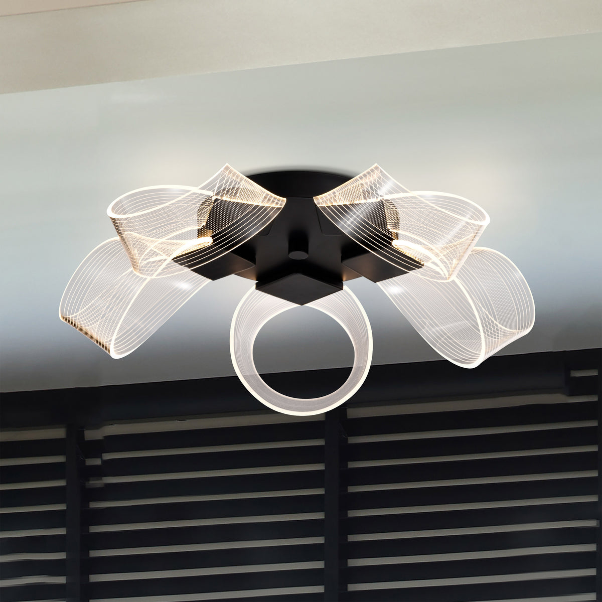 Barnett - 21 Inch LED Flush Mount - Matte Black - Silk Screened Acrylic Lens