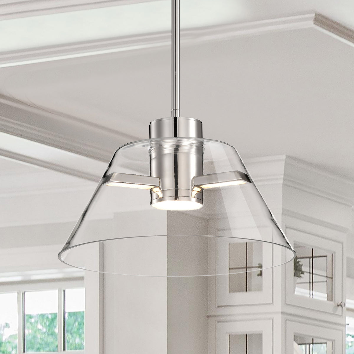 Edmond - 14 Inch LED Pendant - Polished Nickel with Clear Glass - Polished Nickel Finish