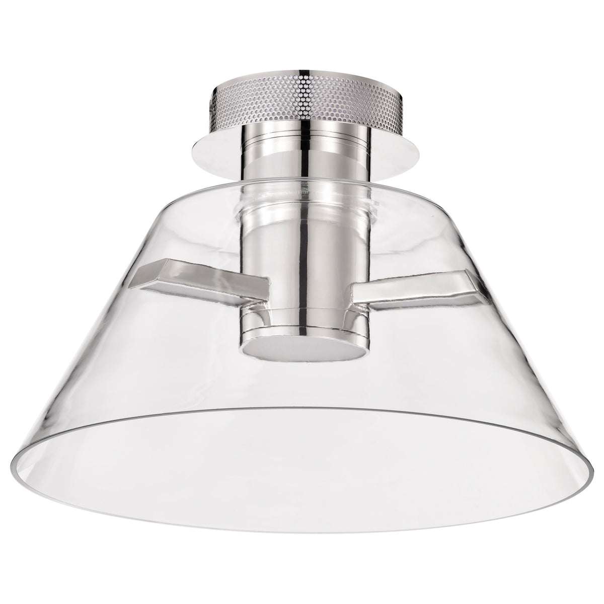 Edmond - 14 Inch LED Semi Flush - Polished Nickel with Clear Glass - Polished Nickel Finish for bedrooms and hallways