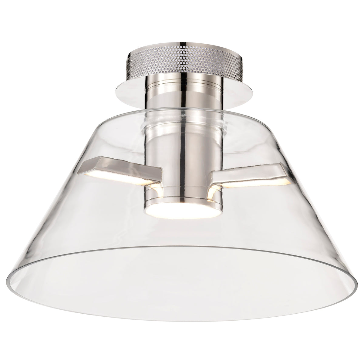 Edmond - 14 Inch LED Semi Flush - Polished Nickel with Clear Glass - Polished Nickel Finish