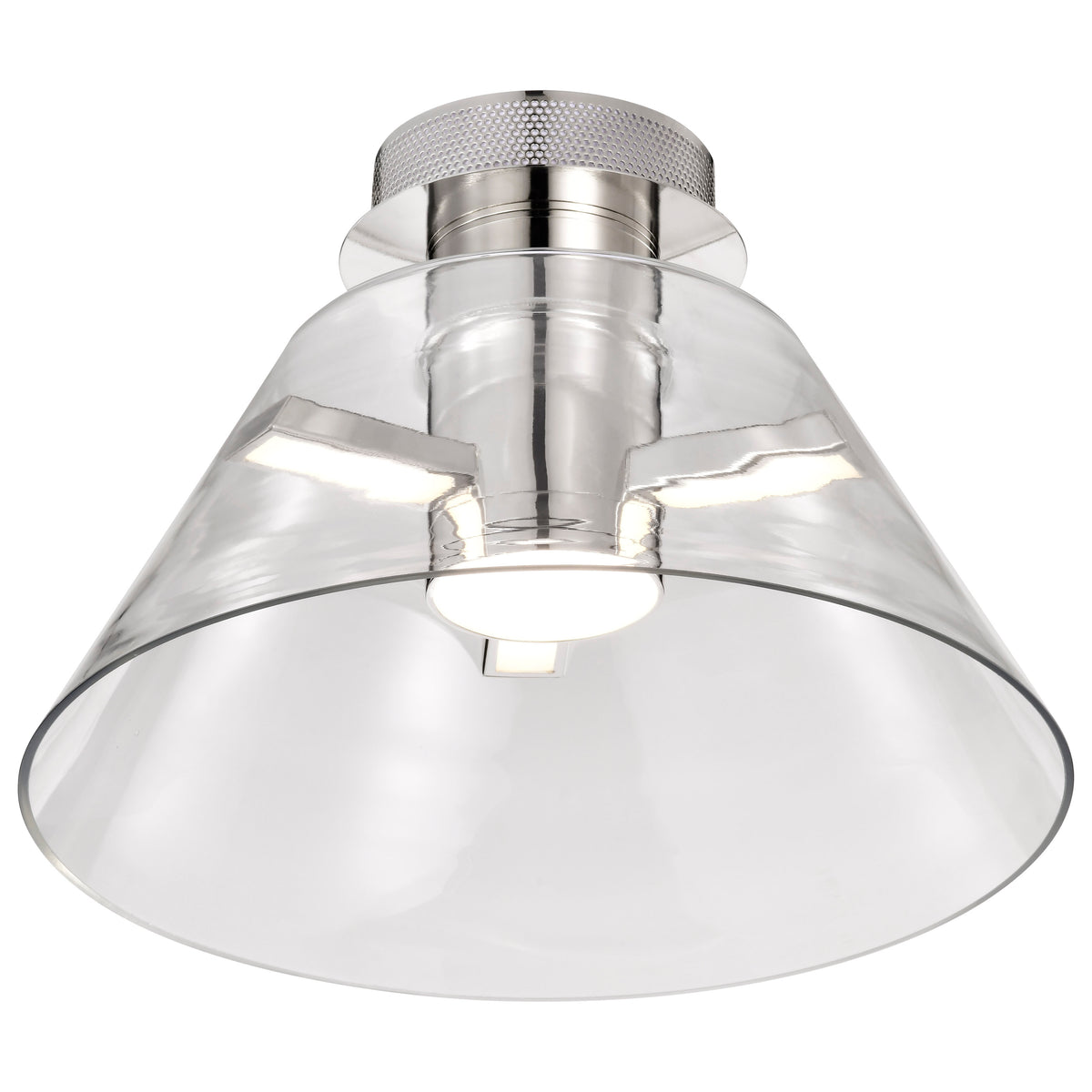 Edmond - 14 Inch LED Semi Flush - Polished Nickel with Clear Glass - Polished Nickel Finish