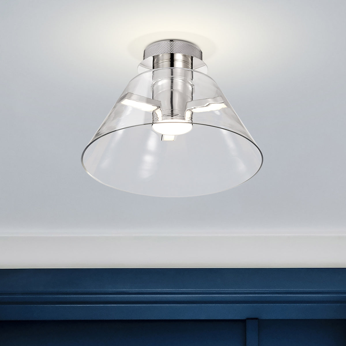 Edmond - 14 Inch LED Semi Flush - Polished Nickel with Clear Glass - Polished Nickel Finish