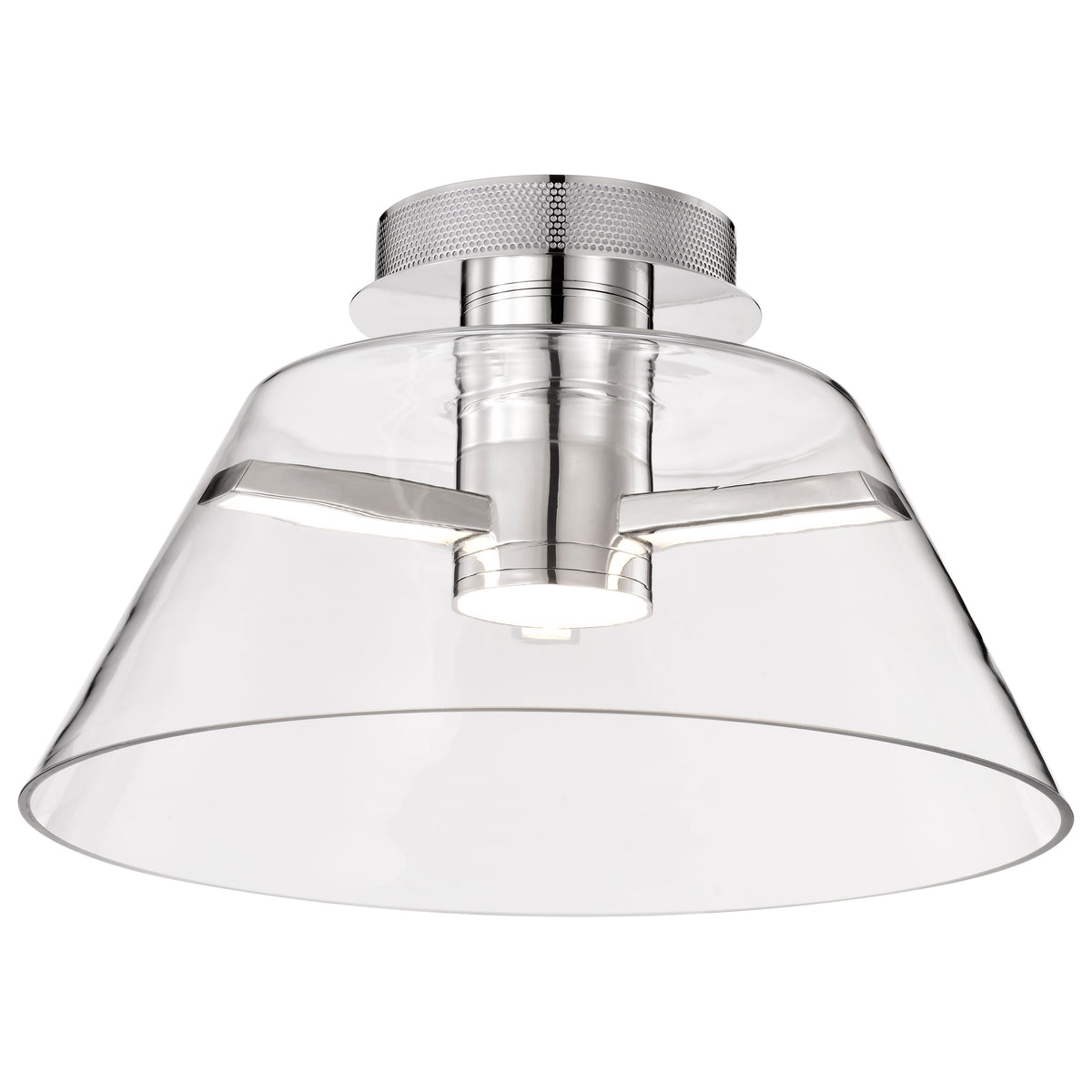 Edmond - 17 Inch LED Semi Flush - Polished Nickel with Clear Glass - Polished Nickel Finish