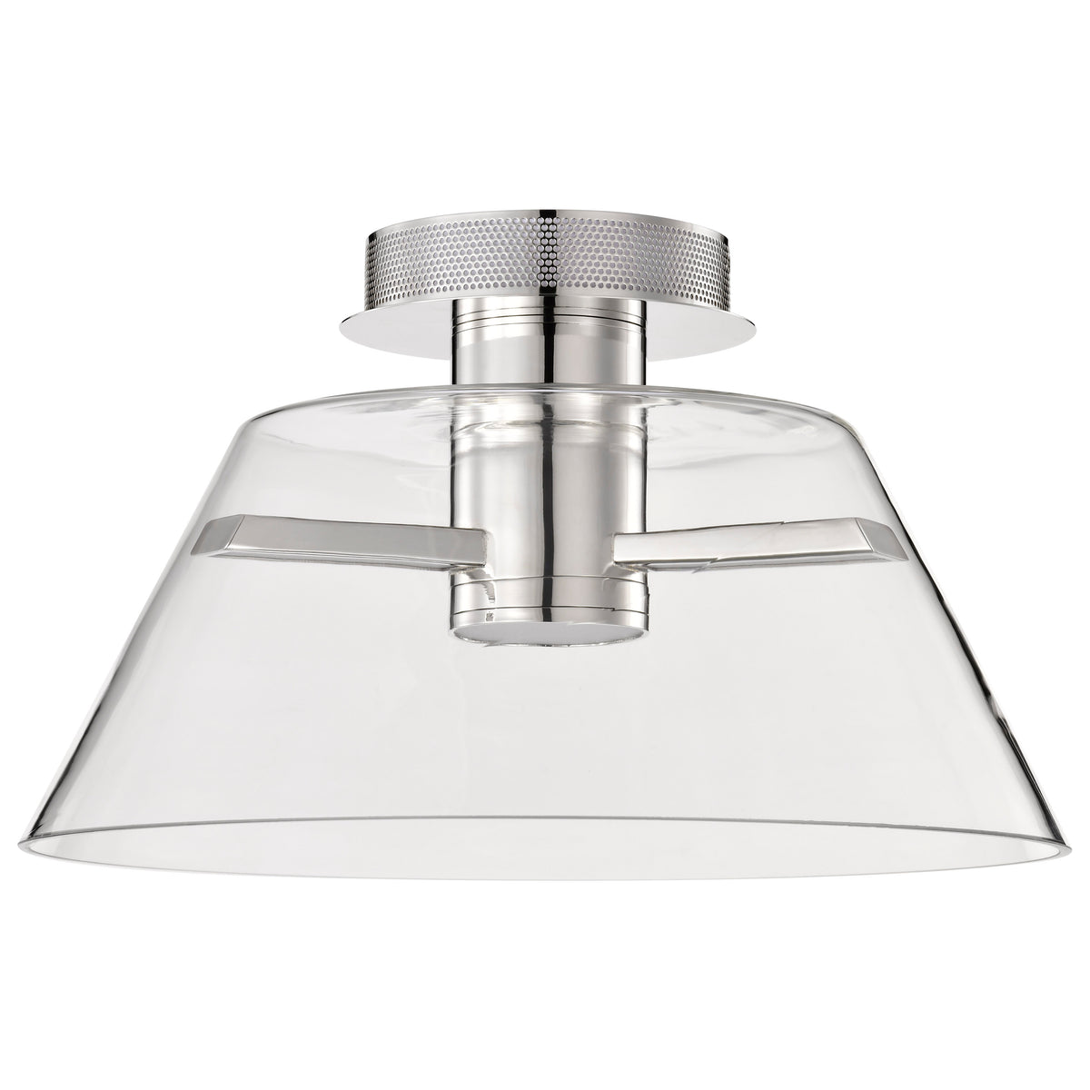 Edmond - 17 Inch LED Semi Flush - Polished Nickel with Clear Glass - Polished Nickel Finish