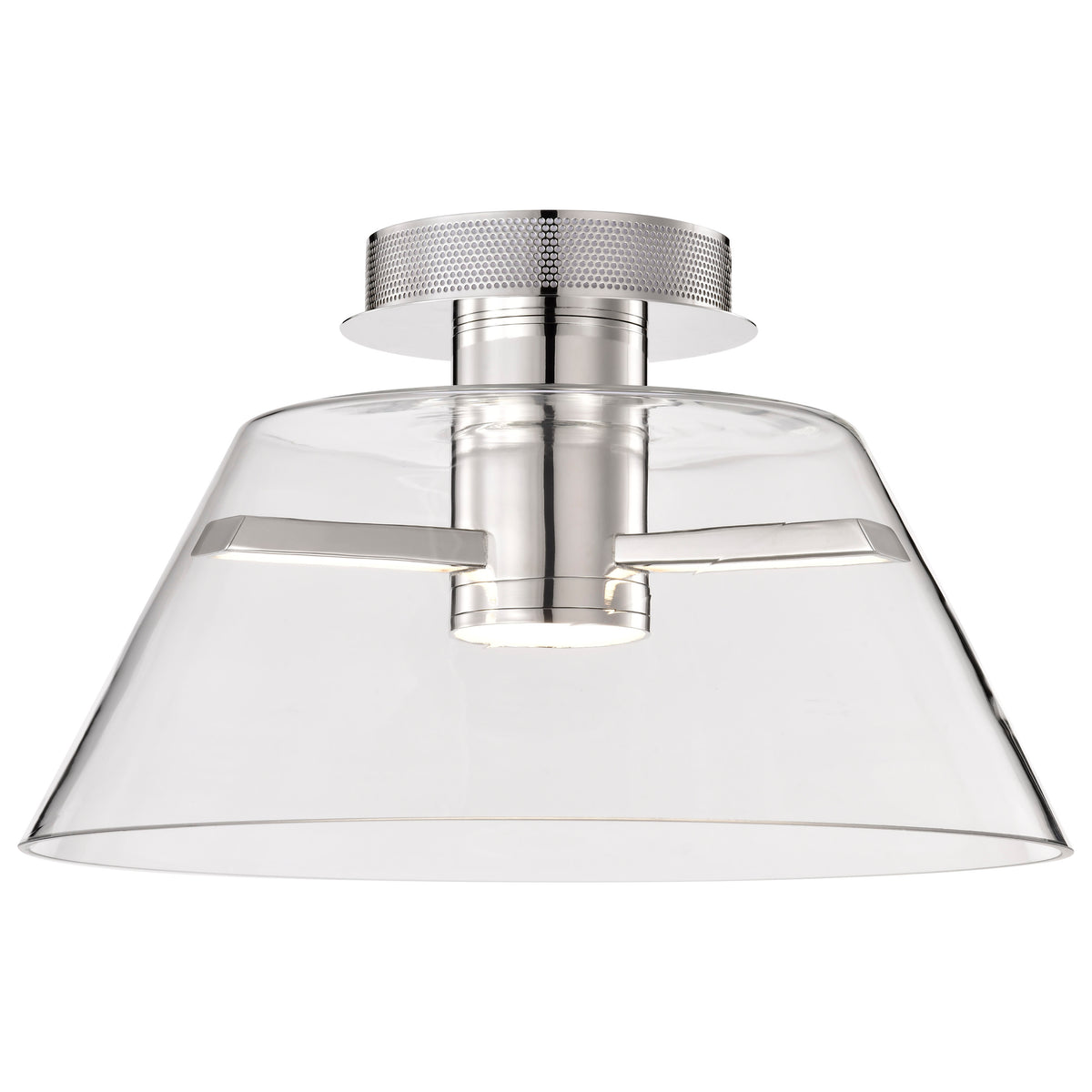 Edmond - 17 Inch LED Semi Flush - Polished Nickel with Clear Glass - Polished Nickel Finish