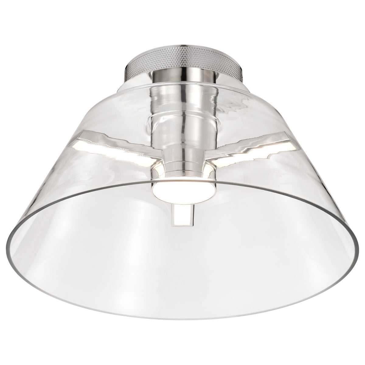 Edmond - 17 Inch LED Semi Flush - Polished Nickel with Clear Glass - Polished Nickel Finish