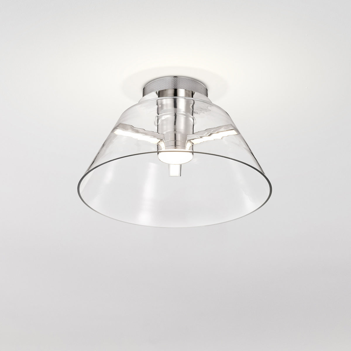 Edmond - 17 Inch LED Semi Flush - Polished Nickel with Clear Glass - Polished Nickel Finish