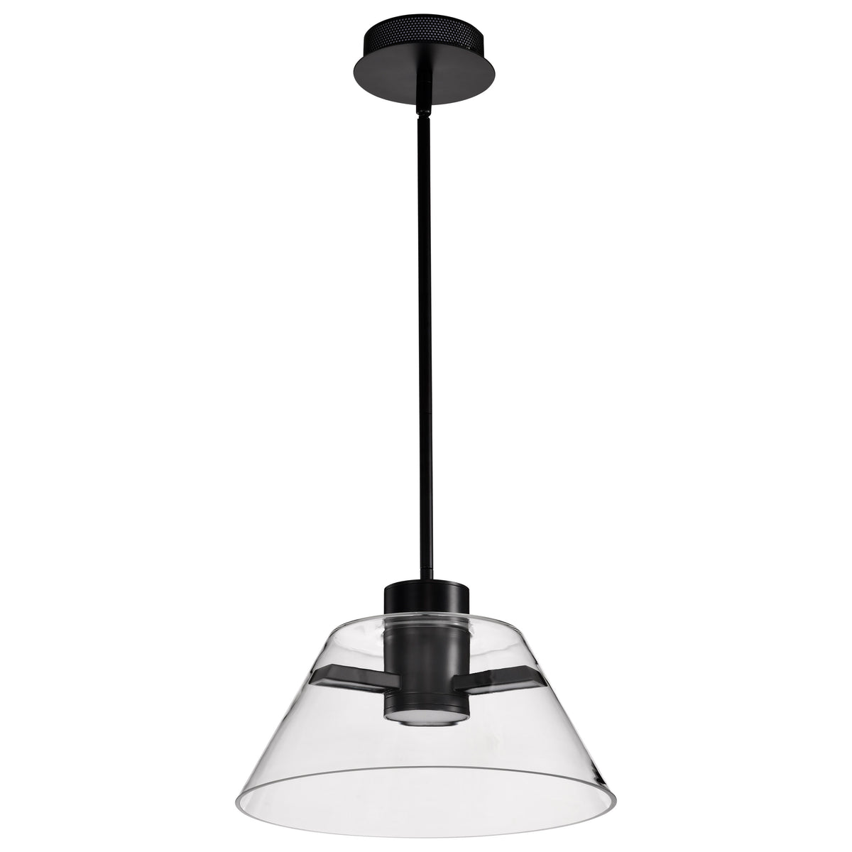 Edmond - 14 Inch LED Pendant - Matte Black with Clear Glass bulb or fixture view