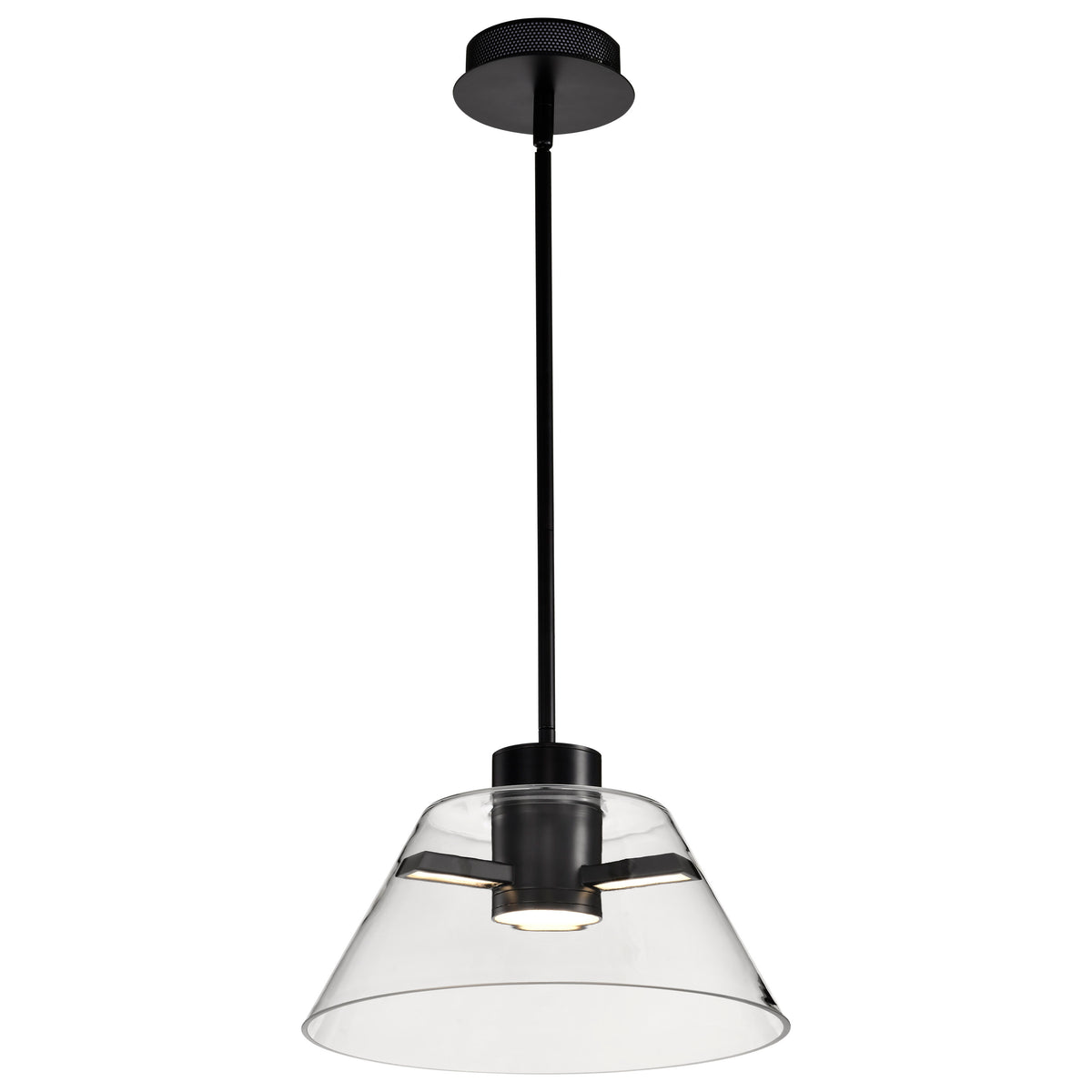 Edmond - 14 Inch LED Pendant - Matte Black with Clear Glass