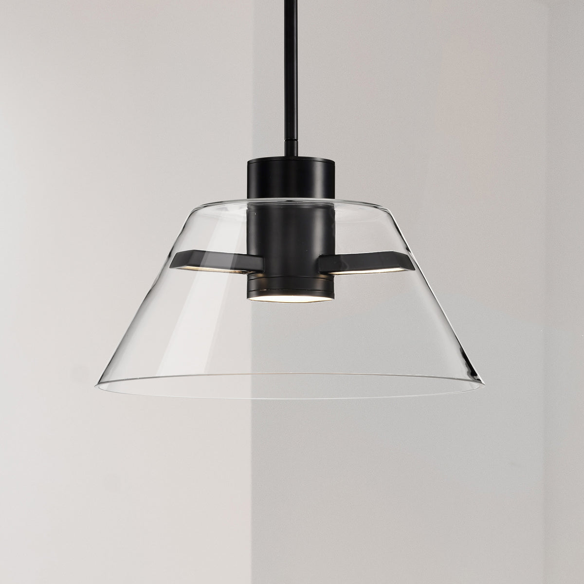 Edmond - 14 Inch LED Pendant - Matte Black with Clear Glass