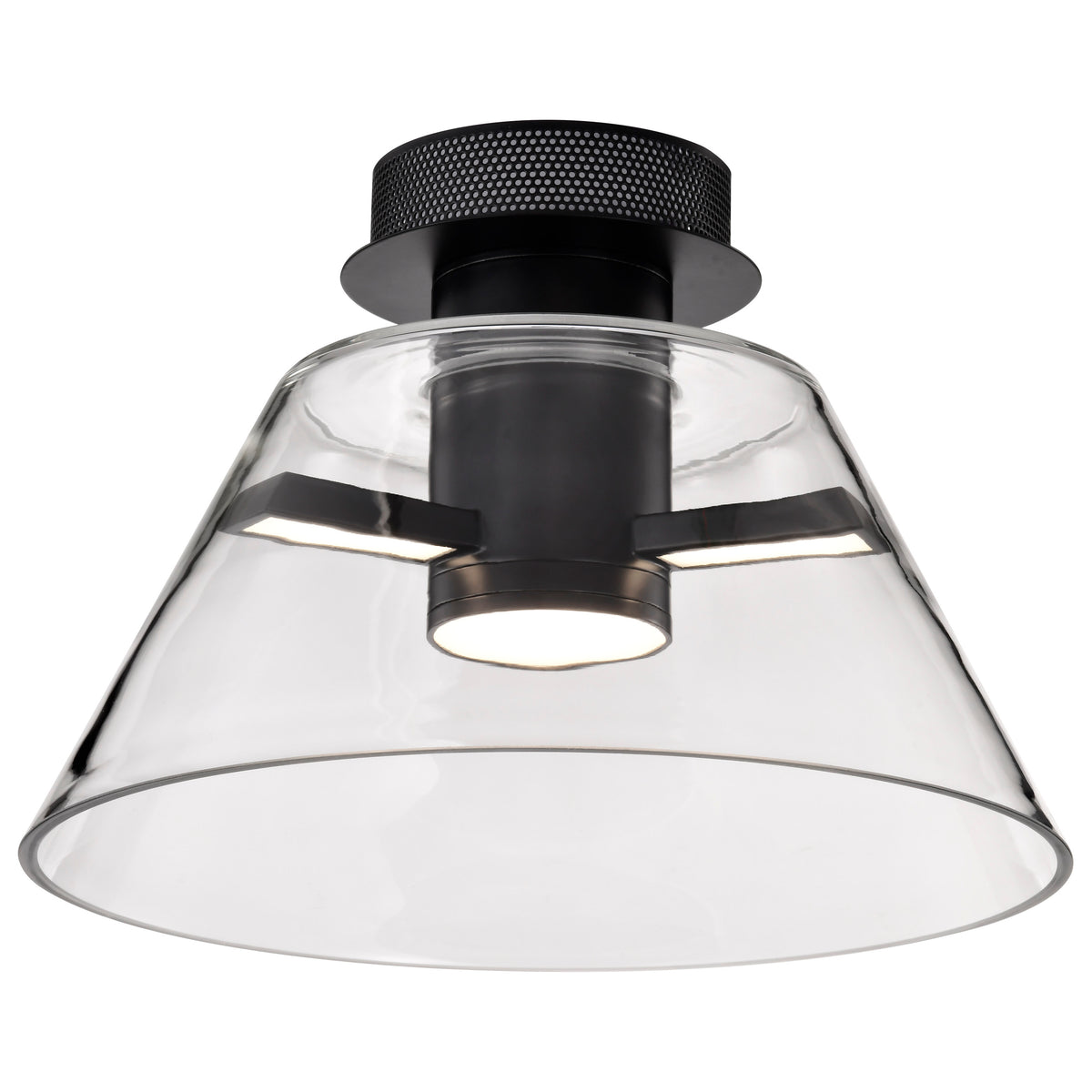 Edmond - 14 Inch LED Semi Flush - Matte Black with Clear Glass
